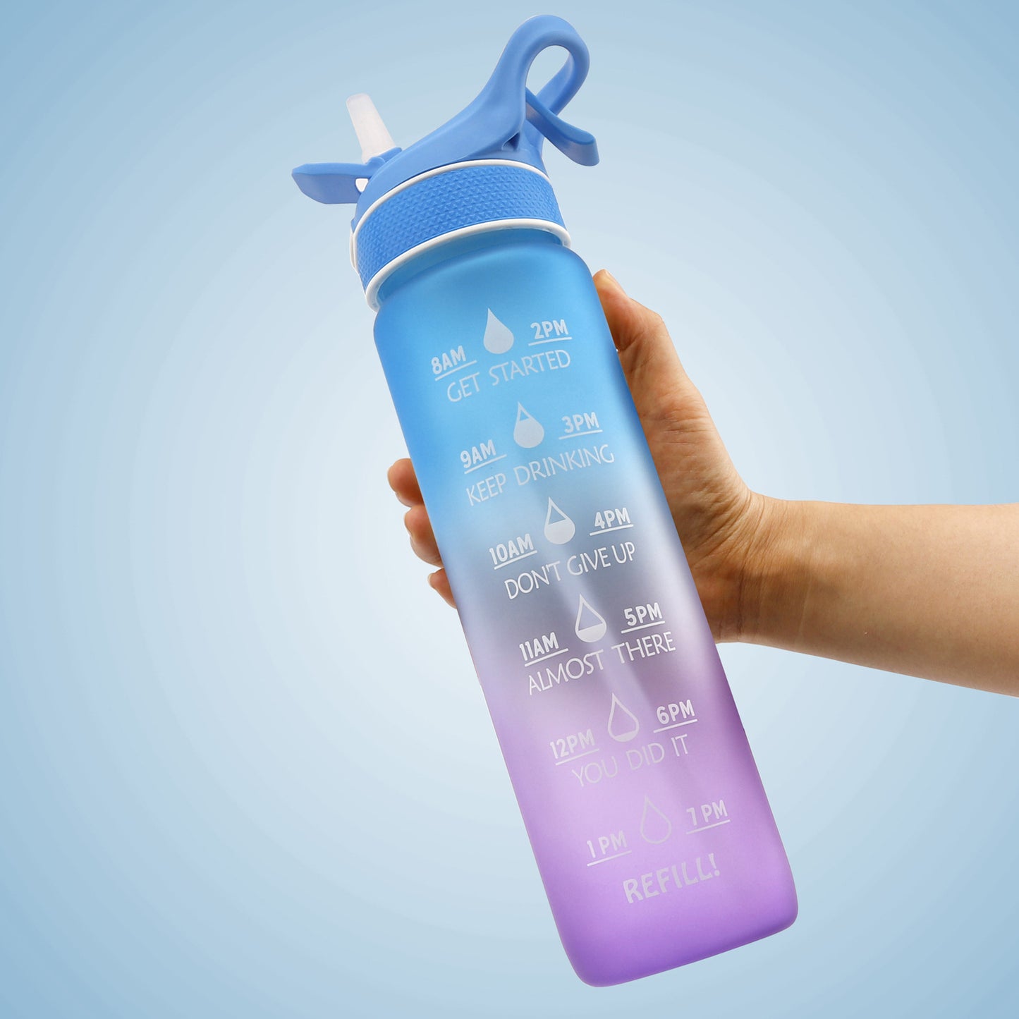 Water Bottle Scrub Bounce Cover Straw Space Cup Sports Water Bottle Blue Purple 1000ml Water Bottles bottle with straw dinning table home kitchen matchless online motivational bottle water bottle