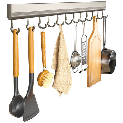 kitchen hook rack, punch-free wall-mounted rack, space aluminum hook, multi-functional storage row hook Storages & Racks home hooks Kitchen kitchen racks racks