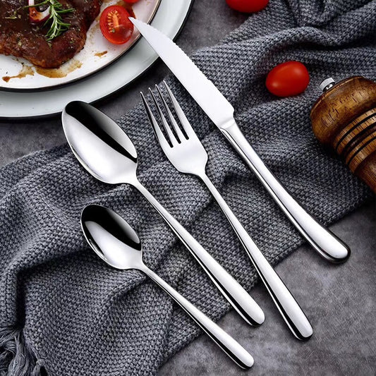 Thickened 304 stainless steel table spoon western tableware set steak knife fork hotel supplies coffee spoon dessert ice spoon a set Cutlery Set cutlery set dinner dinning table fork home kitchen knife spoon stainless steel