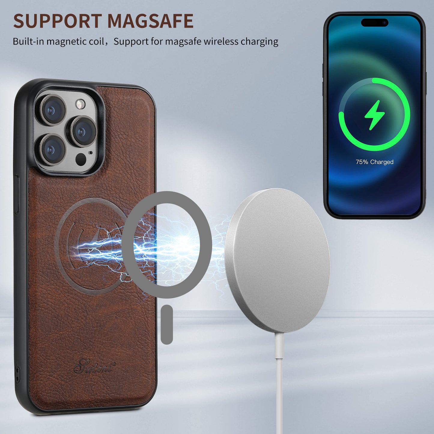 Mobile Phone Leather Phone Case Magnetic Card Holder Wireless Charger 0 iPhone iPhone Cases Leather magsafe New Arrival Phone Cases Premium {{ product_collections }} {{ product_description }}