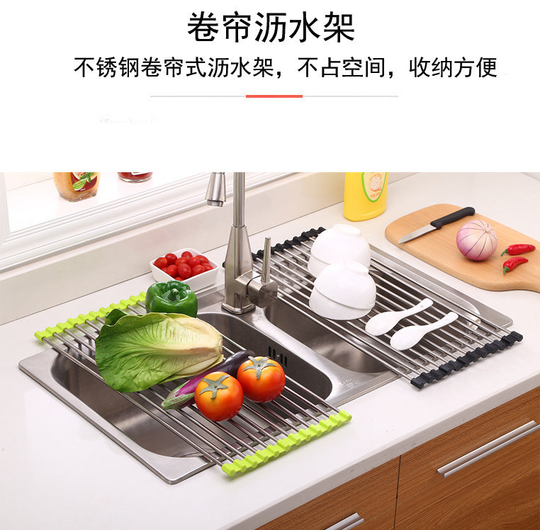 Kitchen sink silicone collapsible drain rack Drying Rack Multi-Use Kitchen cross-border 12 tube small gray Sink Organisers home home and kitchen Kitchen kitchen accessories Kitchen Gadgets kitchen items kitchen sink organizer sink organizer