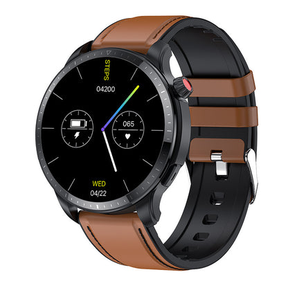 Smart Watch Body Temperature Heart Rate Bluetooth Calling Brown Leather Smart Watches electronics smart watch