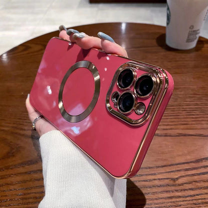 Applicable To 15 Series Solid Color Brushed 6D Electroplating Magnetic Phone Case Camellia Red 0 iPhone iPhone 16 iPhone Cases Luxury Magnetic Premium Wireless {{ product_collections }} {{ product_description }}