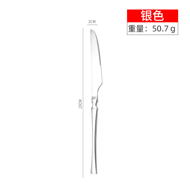 Stainless steel high-end steak knife and fork thin section small waist knife fork spoon four-piece set home hotel tableware Cutlery Set cutlery dinner spoons dinning table fork home kitchen knife spoon spoon set