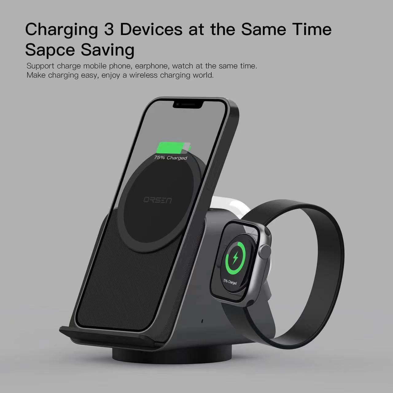 W8 Wireless 3in1 Charging wireless charging Mobile Phone Chargers 3 in 1 wireless fast charger apple devices charger adapters charging electronics fast charger mobile charger newdesign smart charger wireless