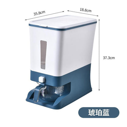 Rice bucket sealed and moisture-proof 24 kg flour bucket rice flour storage tank household kitchen tidying storage rice storage box Amber blue color box packaging Storages & Racks home and kitchen Kitchen kitchen items Rice Storage Box