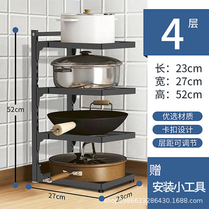 Kitchen sink rack household multi-layer multi-functional pot storage rack stove cabinet adjustable pot rack 4th floor Storages & Racks home home and kitchen storage storage rack