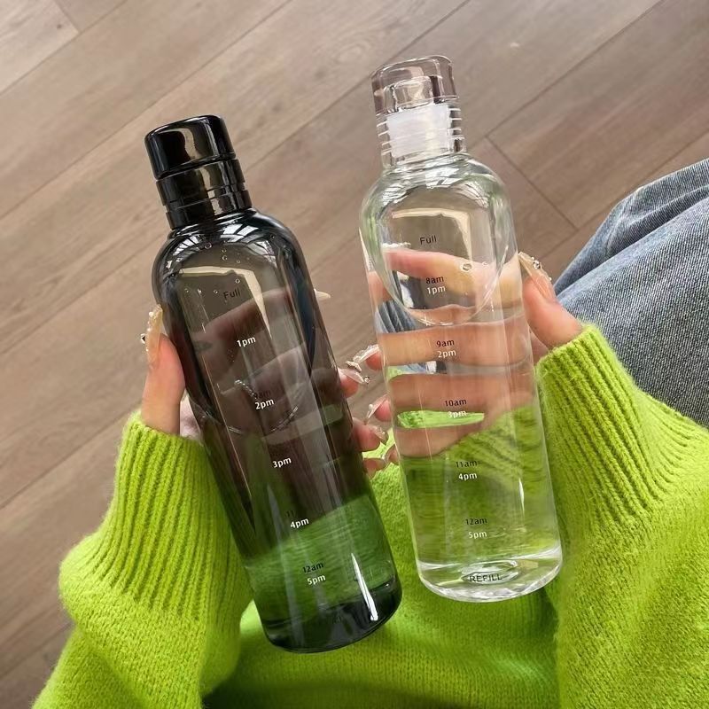 Time Graduated Glass Men's And Women's Car Transparent Plastic Cup Water Bottles beat the heat glass bottle water bottle