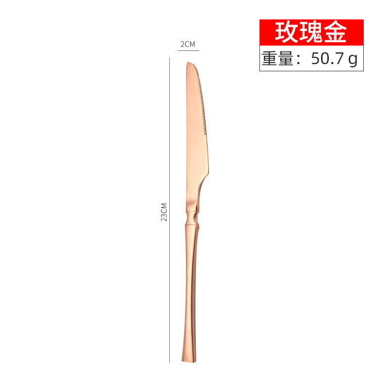 Stainless steel high-end steak knife and fork thin section small waist knife fork spoon four-piece set home hotel tableware Cutlery Set cutlery dinner spoons dinning table fork home kitchen knife spoon spoon set