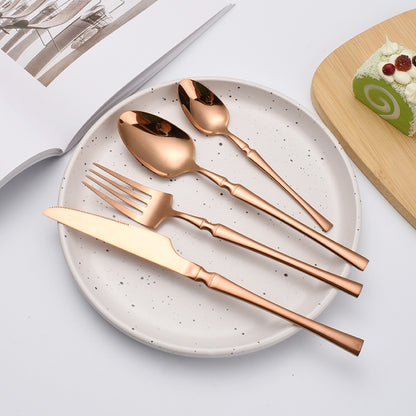 Stainless steel high-end steak knife and fork thin section small waist knife fork spoon four-piece set home hotel tableware Cutlery Set cutlery dinner spoons dinning table fork home kitchen knife spoon spoon set