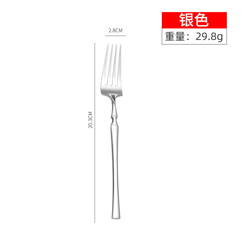 Stainless steel high-end steak knife and fork thin section small waist knife fork spoon four-piece set home hotel tableware Cutlery Set cutlery dinner spoons dinning table fork home kitchen knife spoon spoon set