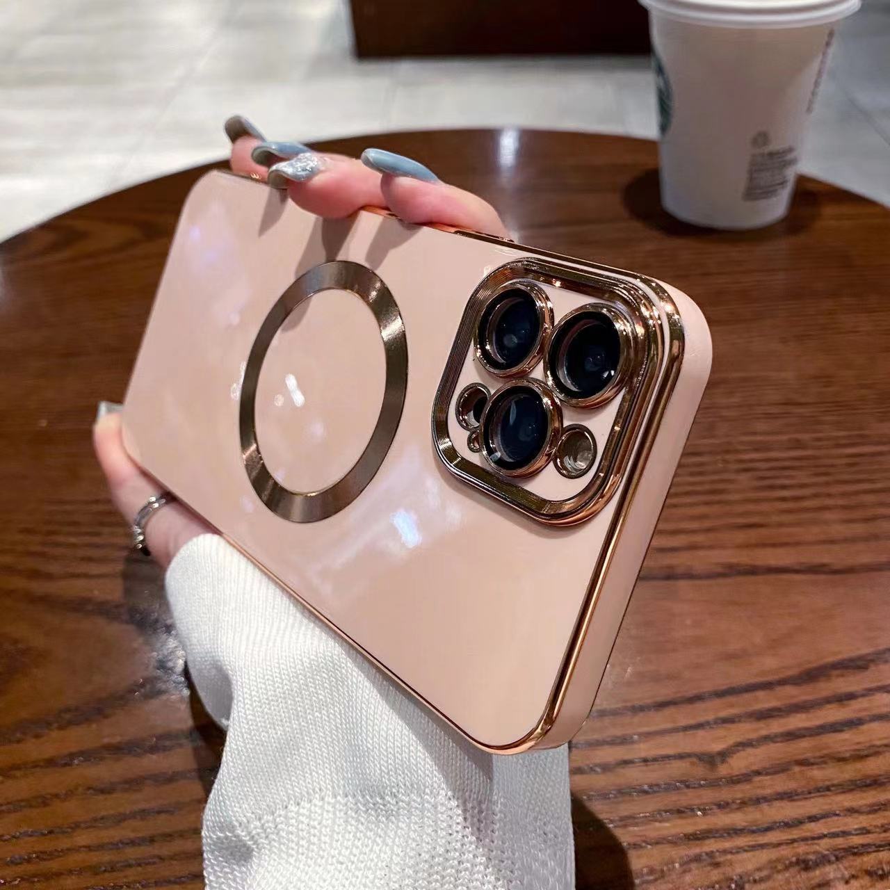 Applicable To 15 Series Solid Color Brushed 6D Electroplating Magnetic Phone Case Pink 0 iPhone iPhone 16 iPhone Cases Luxury Magnetic Premium Wireless {{ product_collections }} {{ product_description }}