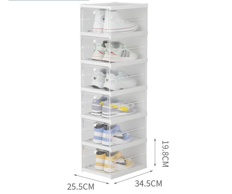 installation-free folding shoe storage box home simple combination shoe cabinet plastic dust-proof transparent shoe box White - 6 layers 3 packs: 34.5*25.5*54.3cm 6 layers: 34.5*25.5*105.8cm Storages & Racks home organiser organizer organizer box Organizers shoe organiser shoe storage and racks Storage storage rack