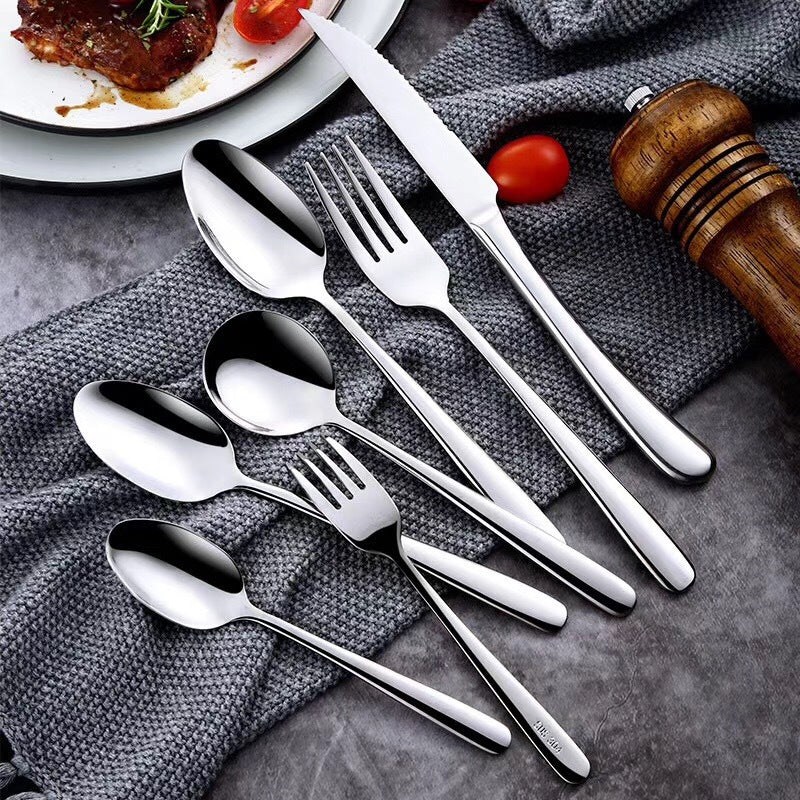 Thickened 304 stainless steel table spoon western tableware set steak knife fork hotel supplies coffee spoon dessert ice spoon Cutlery Set cutlery set dinner dinning table fork home kitchen knife spoon stainless steel