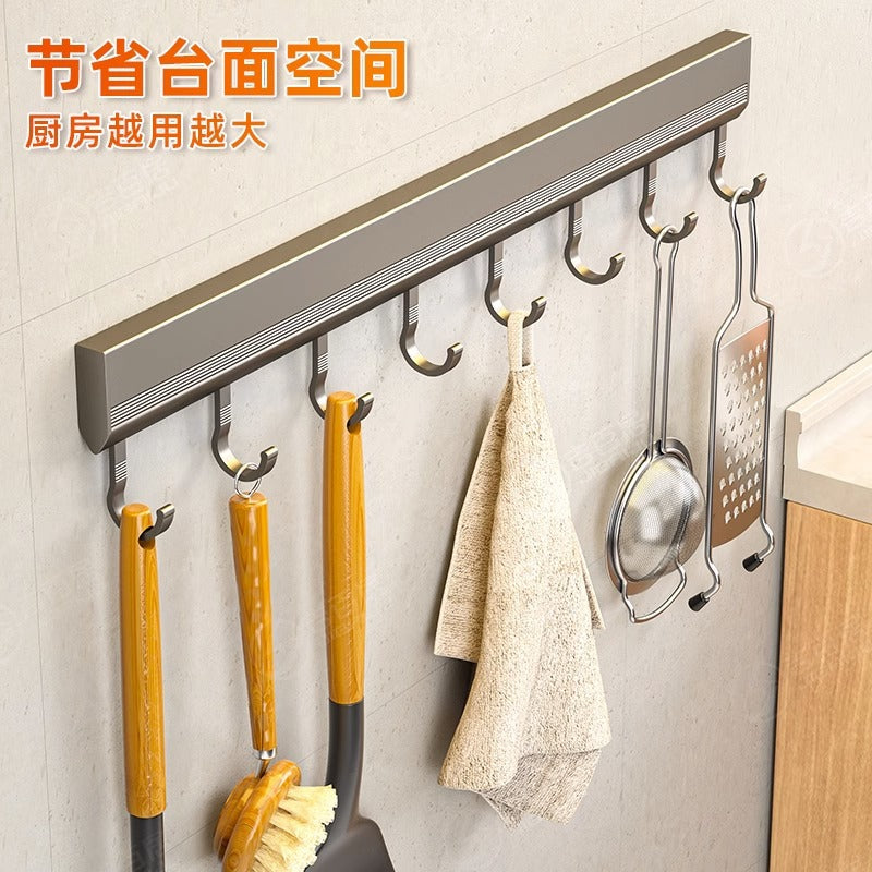 kitchen hook rack, punch-free wall-mounted rack, space aluminum hook, multi-functional storage row hook Storages & Racks home hooks Kitchen kitchen racks racks