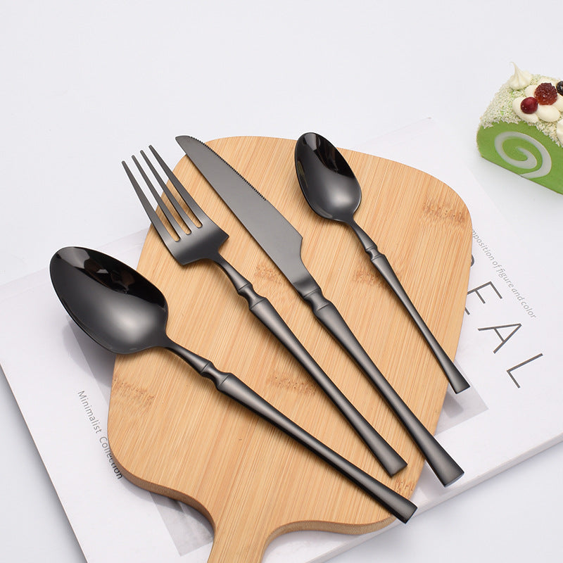 Stainless steel high-end steak knife and fork thin section small waist knife fork spoon four-piece set home hotel tableware Cutlery Set cutlery dinner spoons dinning table fork home kitchen knife spoon spoon set