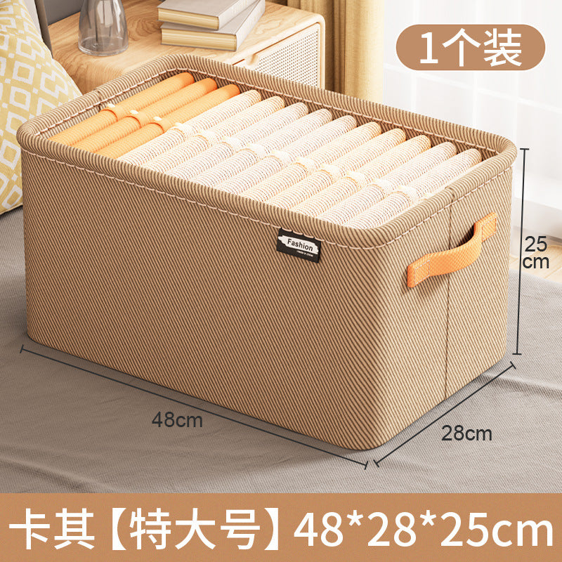 Clothes storage box thickened fabric storage basket clothes pants storage storage box dormitory home wardrobe storage box Khaki (steel ring) Storages & Racks clothes drawer organiser home home accessories organiser organizer organizer box Organizers wardrobe