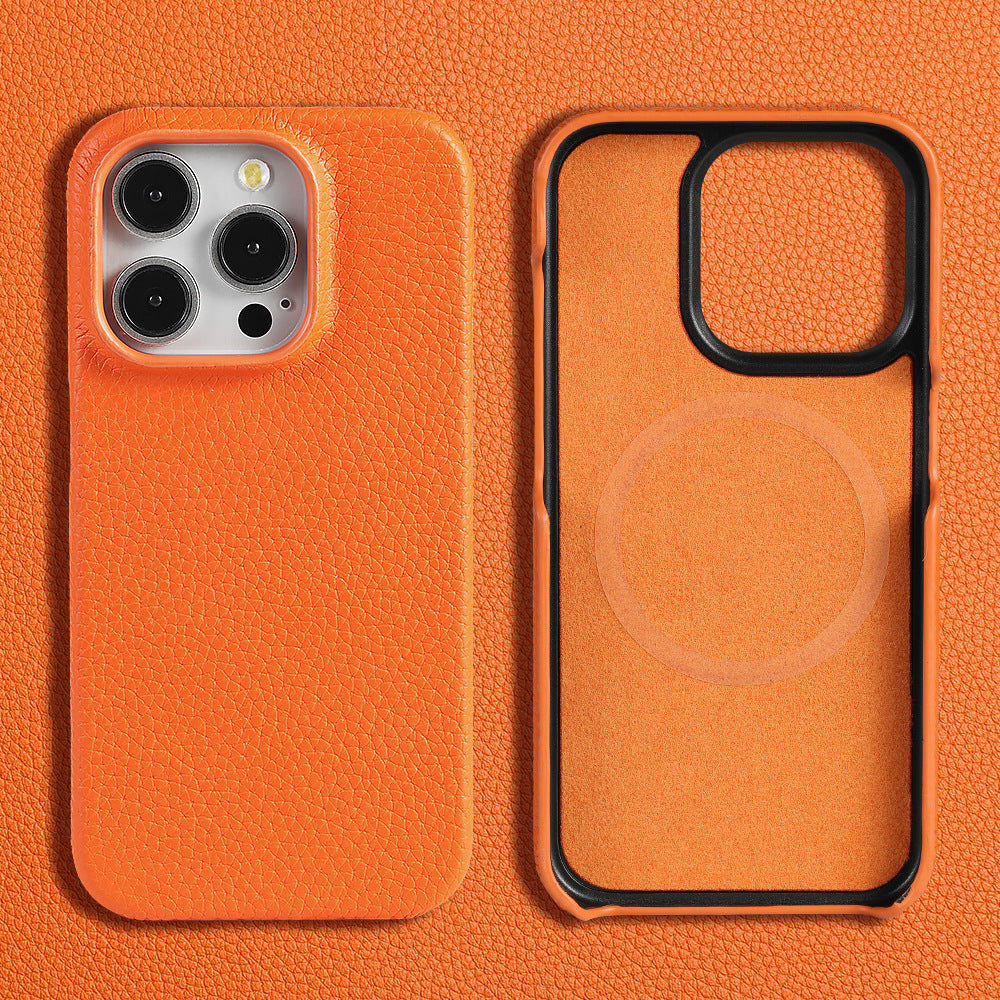 First Layer Cowhide Magnetic Protective Cover Orange 0 iPhone iPhone Cases magnetic magsafe Mobile Cases Phone Cases Premium {{ product_collections }} {{ product_description }}