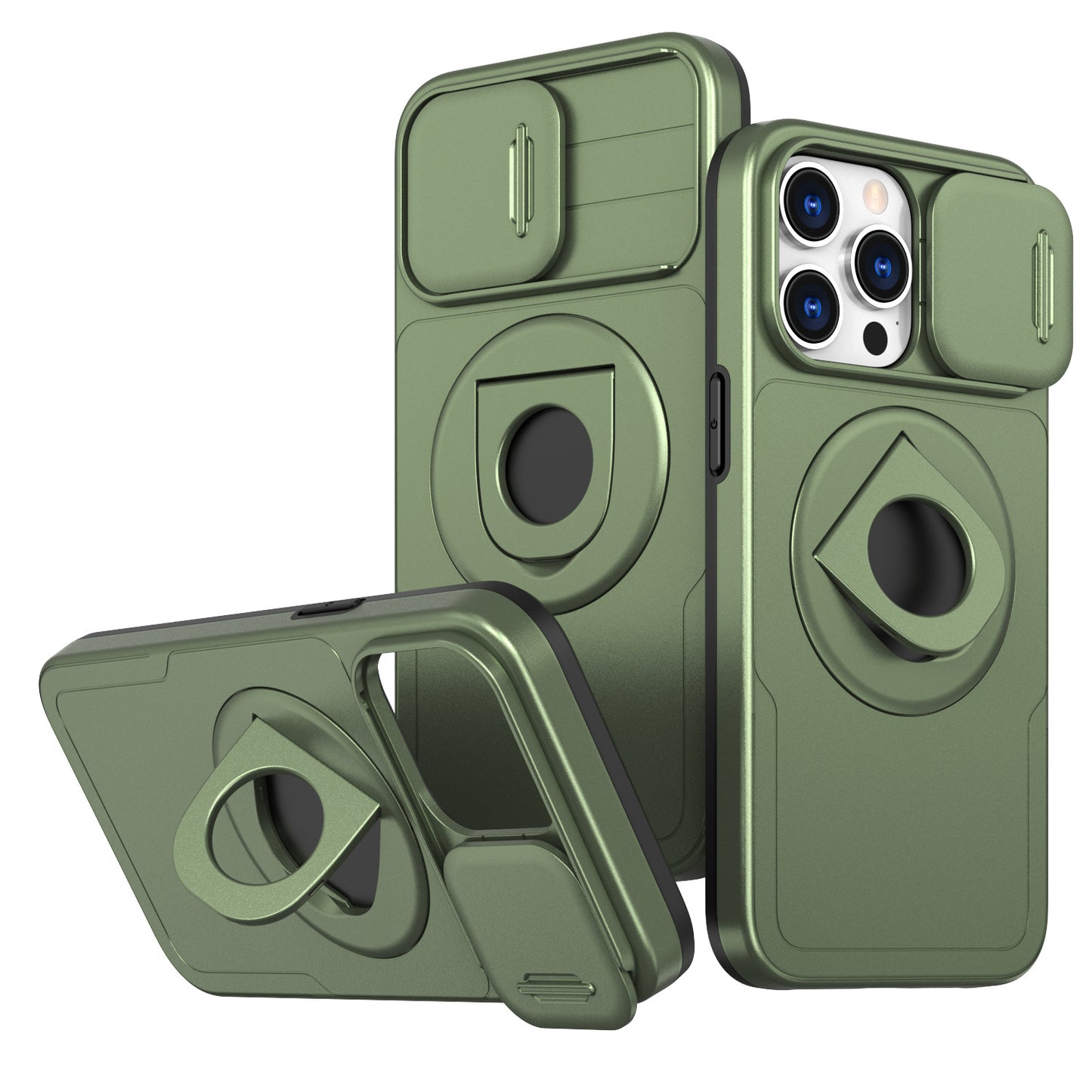 Plastic Anti-fall Shock Bracket Phone Case Olive Green 0 Bracket iPhone iPhone Cases Lens Protector Support {{ product_collections }} {{ product_description }}