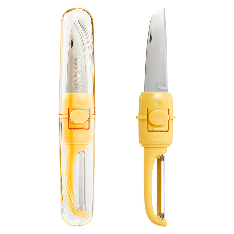 Two-in-one Portable Home Folding Double Head Fruit Knife Peeler Yellow Choppers & Slicers fruit peeler kitchen slicer vegetable peeler