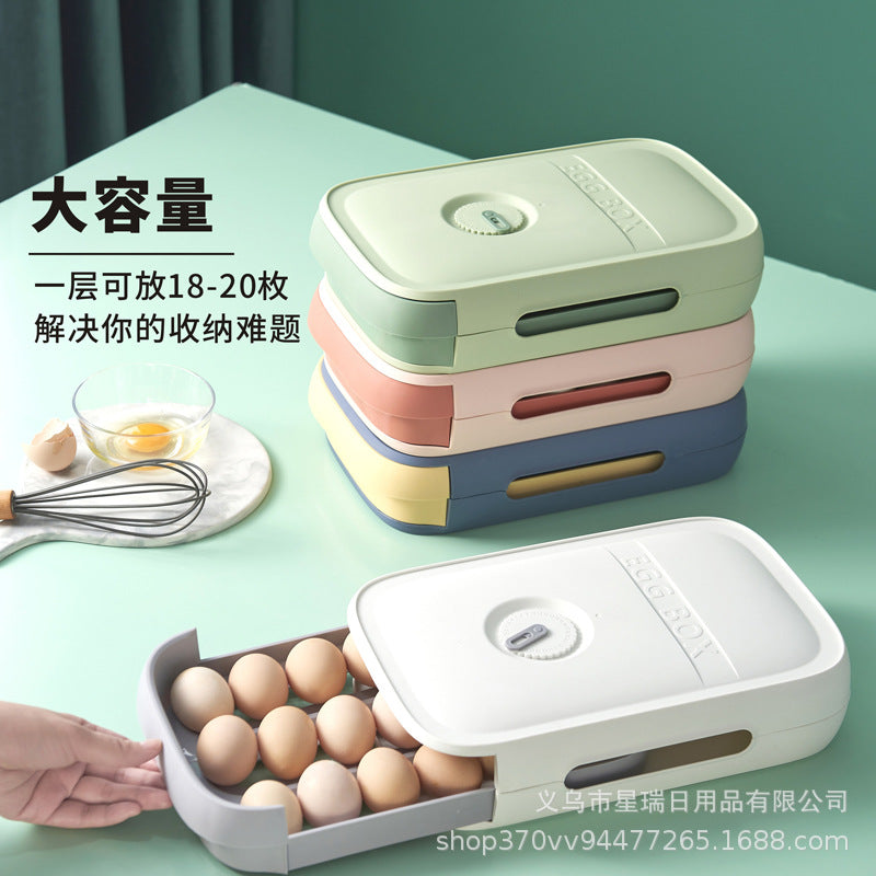 Drawer egg box kitchen refrigerator can be superimposed automatic rolling egg box household fresh-keeping creative egg storage box Storages & Racks egg rack egg storage egg tray eggs kitchen kitchen accessories Kitchen Gadgets kitchen items organizer organizer box Organizers Storage storage rack