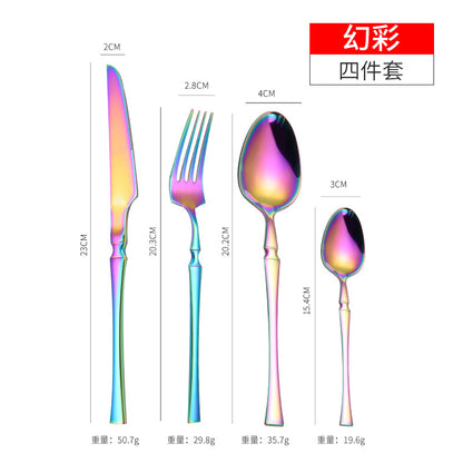 Stainless steel high-end steak knife and fork thin section small waist knife fork spoon four-piece set home hotel tableware Symphony - four-piece set Cutlery Set cutlery dinner spoons dinning table fork home kitchen knife spoon spoon set