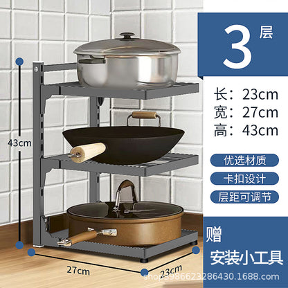 Kitchen sink rack household multi-layer multi-functional pot storage rack stove cabinet adjustable pot rack 3rd floor Storages & Racks home home and kitchen storage storage rack