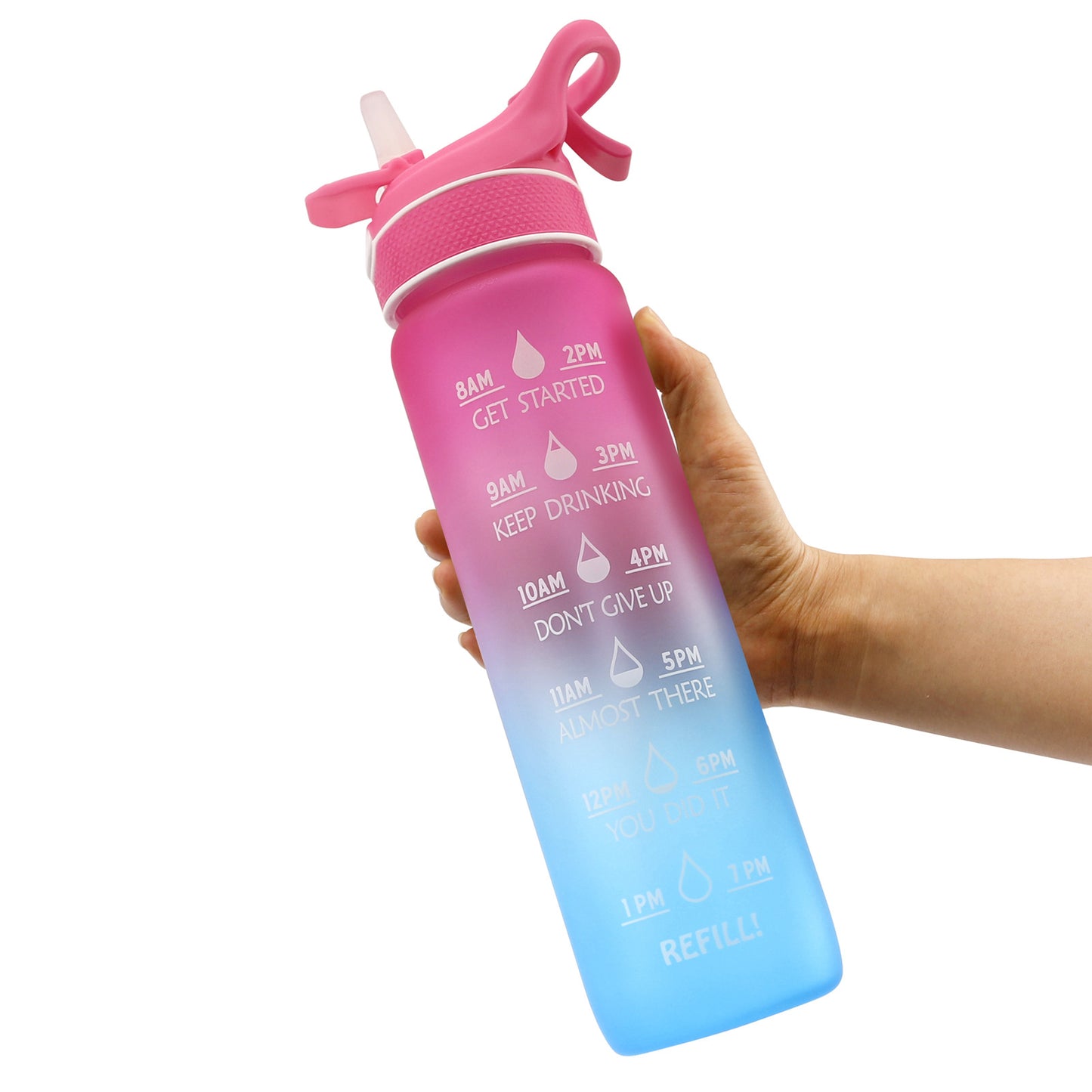 Water Bottle Scrub Bounce Cover Straw Space Cup Sports Water Bottle Pink Blue 1000ml Water Bottles bottle with straw dinning table home kitchen matchless online motivational bottle water bottle