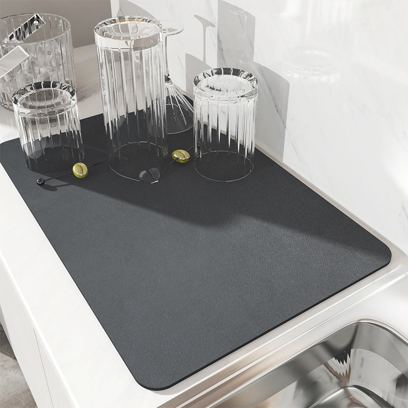 Kitchen countertop water-absorbing and draining mat wash table anti-splash dry cushion water coaster wash-free heat insulation pad solid color pad Mats & Cutting Boards coffee mats home home and kitchen Kitchen kitchen accessories kitchen items kitchen mats mats & cutting boards