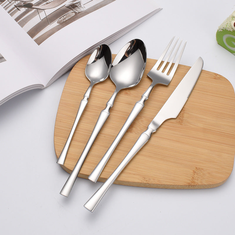 Stainless steel high-end steak knife and fork thin section small waist knife fork spoon four-piece set home hotel tableware Cutlery Set cutlery dinner spoons dinning table fork home kitchen knife spoon spoon set