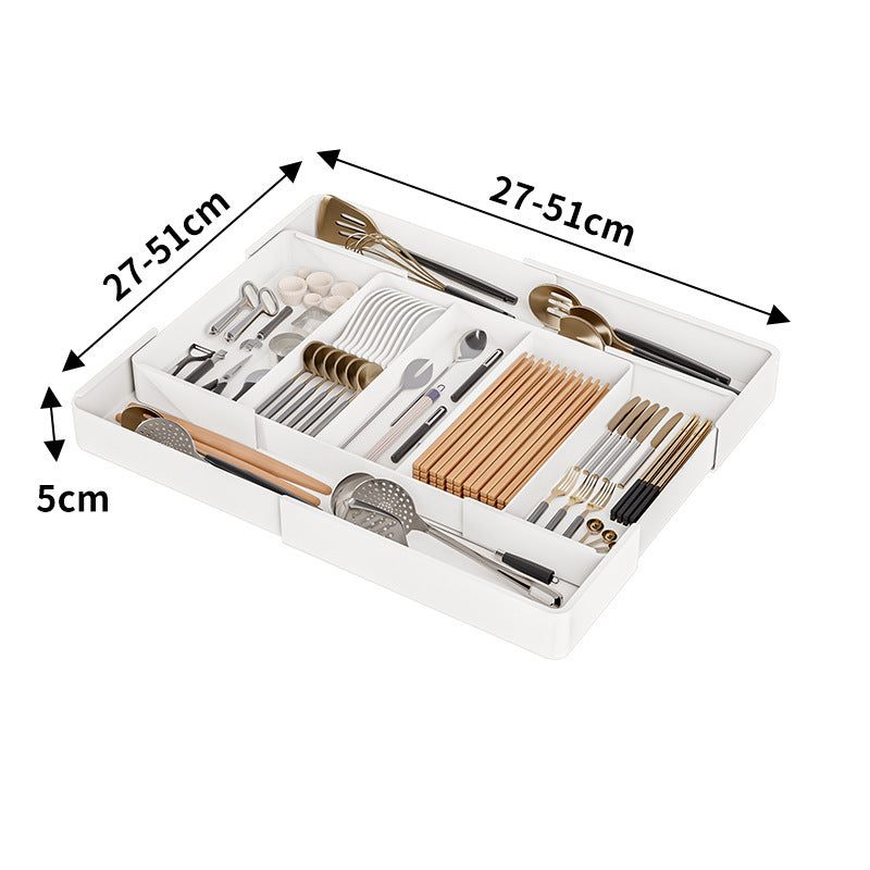 Kitchen drawer storage partition simple chopsticks knife and fork tableware storage box free combination home desktop partition Upgraded D model: three-division, four-sided telescopic Storages & Racks drawer organiser kitchen kitchen accessories Kitchen Gadgets kitchen items organiser organizer organizer box Organizers Storage storage rack utensils organizer