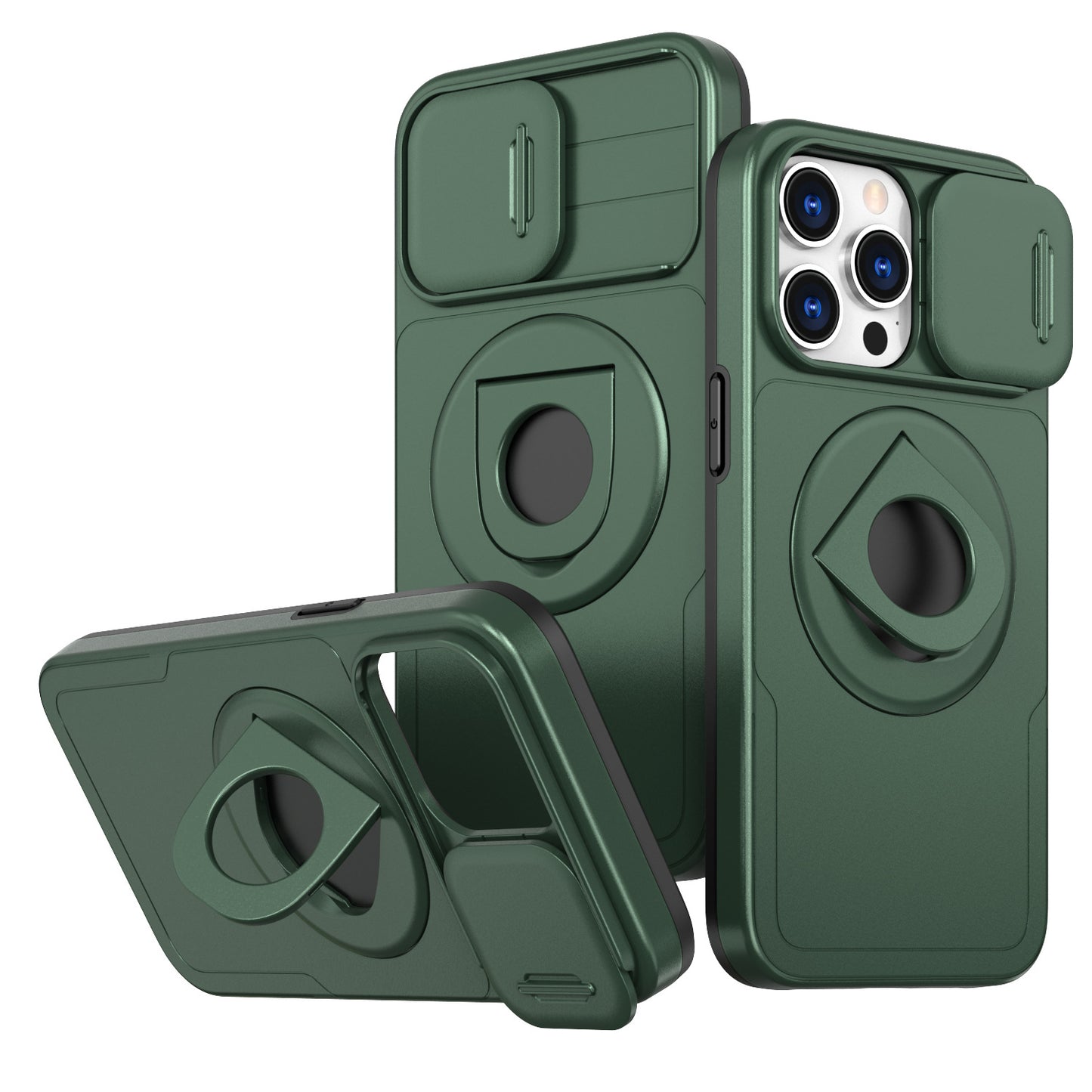 Plastic Anti-fall Shock Bracket Phone Case Dark Green 0 Bracket iPhone iPhone Cases Lens Protector Support {{ product_collections }} {{ product_description }}