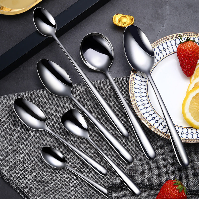 Thickened 304 stainless steel table spoon western tableware set steak knife fork hotel supplies coffee spoon dessert ice spoon Cutlery Set cutlery set dinner dinning table fork home kitchen knife spoon stainless steel