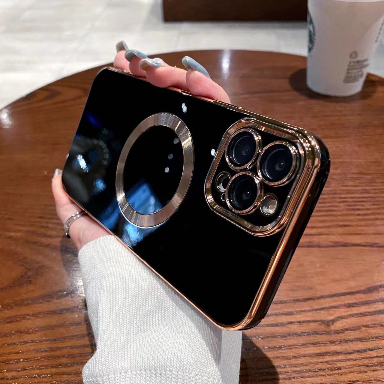 Applicable To 15 Series Solid Color Brushed 6D Electroplating Magnetic Phone Case Black 0 iPhone iPhone 16 iPhone Cases Luxury Magnetic Premium Wireless {{ product_collections }} {{ product_description }}