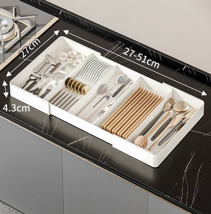 Kitchen drawer storage partition simple chopsticks knife and fork tableware storage box free combination home desktop partition Upgraded B type: three-division, retractable left and right Storages & Racks drawer organiser kitchen kitchen accessories Kitchen Gadgets kitchen items organiser organizer organizer box Organizers Storage storage rack utensils organizer