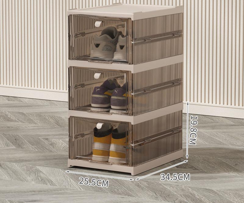 installation-free folding shoe storage box home simple combination shoe cabinet plastic dust-proof transparent shoe box Coffee color - 3 layers 3 packs: 34.5*25.5*54.3cm 6 layers: 34.5*25.5*105.8cm Storages & Racks home organiser organizer organizer box Organizers shoe organiser shoe storage and racks Storage storage rack