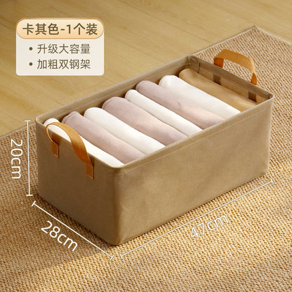 Clothes storage box thickened fabric storage basket clothes pants storage storage box dormitory home wardrobe storage box Steel Frame Clothes Storage Basket - Khaki Extra Large Upgraded Extra large [47*28*20CM] Storages & Racks clothes drawer organiser home home accessories organiser organizer organizer box Organizers wardrobe