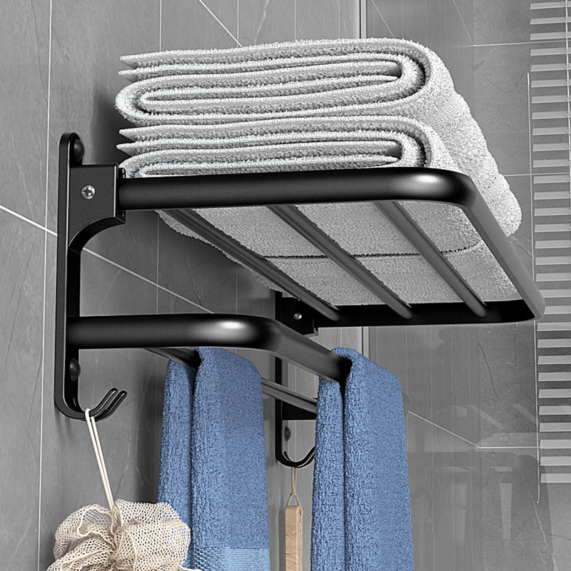 Bathroom Towel Rack Punch-Free Toilet Rack Wall-Mounted Foldable Bath Towel Storage Rack Alumimum Wholesale Storages & Racks Bathroom bathroom accessories bathroom items home towel holder towel racks