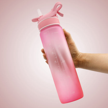 Water Bottle Scrub Bounce Cover Straw Space Cup Sports Water Bottle Pink 1000ml Water Bottles bottle with straw dinning table home kitchen matchless online motivational bottle water bottle