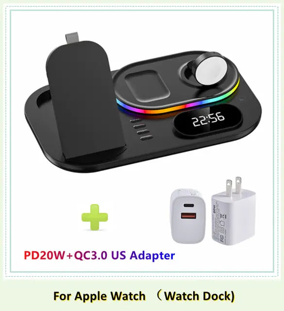 30W LED 4 in 1 Wireless Charger Dock | Fast Charging | RGB Lighting 30w apple charger dock charging dock charging pads charging station iphone led magnetic magsafe mobile New arrival phone portable table wireless charger {{ product_collections }} {{ product_description }}