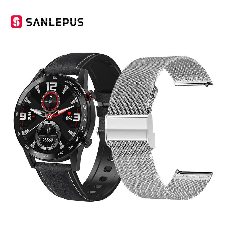 Business Smart Watch With Steel Strap 18 Smart Watches Business Smart Watch electronics elegant leather strap smart watch