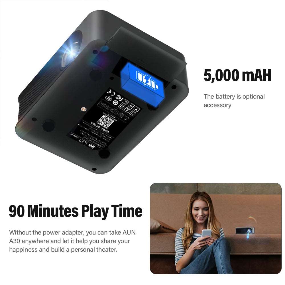 A30C Pro MINI Projector Projectors A30C Pro MINI Projector compatible projector with audio and mobile devices electronics HD projector Portable Projector Small projector rechargeable and portable HD projector video video devices videos