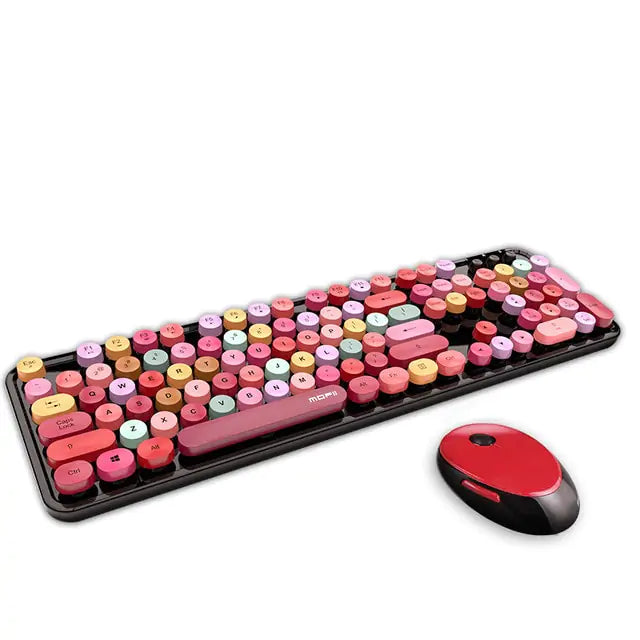 Wireless Candy Color Round Keycap Keyboard Set Lipstick Mixed Color Keyboards & Mouse electronics Gift Keyboard Keyboard Set Mouse Wireless Keyboard wireless keyboard and mouse bluetooth