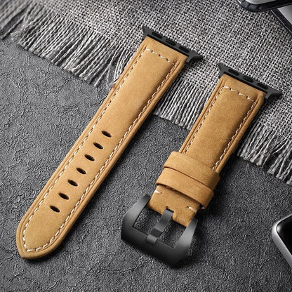 Add Personality with Our Handmade Crazy Cowhide Apple Watch Band Black-Light Yellow For Apple Watch 44mm Apple Watch Bands apple watch apple watch band apple watch strap hand made handmade new arrival nylon {{ product_collections }} {{ product_description }}