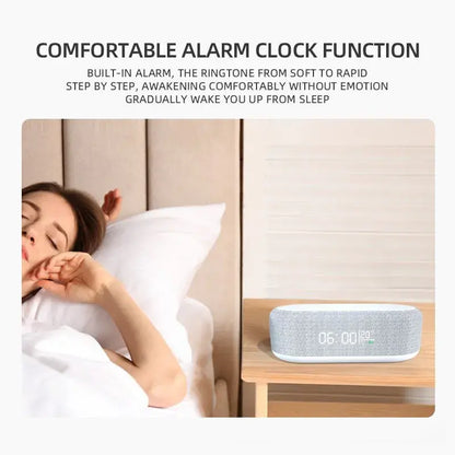 Wireless Charger Alarm Clock | 15W Fast Charging | LED Light & Thermometer Wireless Chargers alarm clcok apple desktop digital fast charging iphone samsung table table clock wireless charger {{ product_collections }} {{ product_description }}