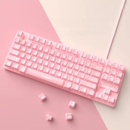 Cute Pink Wired Keyboard and Mouse Set 87 Keys Keyboard Keyboards & Mouse computer Cute Pink Wired Keyboard and Mouse Set electronics keyboard laptop mouse