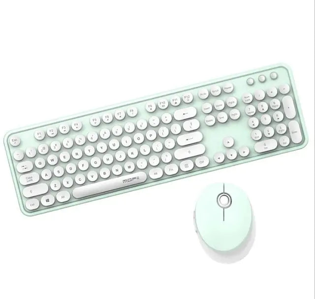 Wireless Candy Color Round Keycap Keyboard Set Green Keyboards & Mouse electronics Gift Keyboard Keyboard Set Mouse Wireless Keyboard wireless keyboard and mouse bluetooth