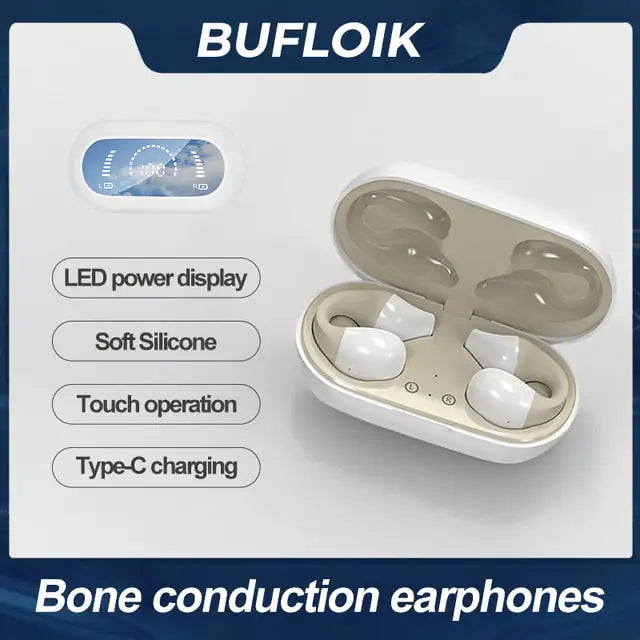 Bluetooth 5.2 Bone Conduction Earphone Ear Clip Headphones & Earbuds 20h music time earphones audio audio device Bluetooth 5.2 Bone Conduction Earphone Ear Clip conduction earphones for running Earphone earphone for running electronics long running music time earphones touch operated earphone