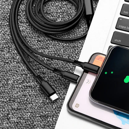 3 In 1 Fast Charging Cable – Universal USB-C, Lightning, Micro-USB for Mobile Devices Charging Cables 3 In 1 Charging Cable durable charging cable fast charging cable Multi-Device Charging Cord Tangle-Free Cable {{ product_collections }} {{ product_description }}