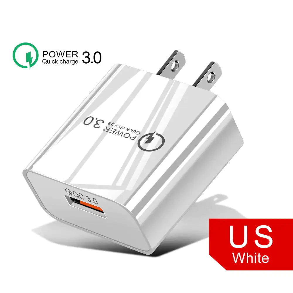 18W3A Fast Charger QC 3.0 USB Charger US white Adapters & Converters 18W3A Fast Charger QC 3.0 USB Charger electronics electronics accessories mobile phone USB charger